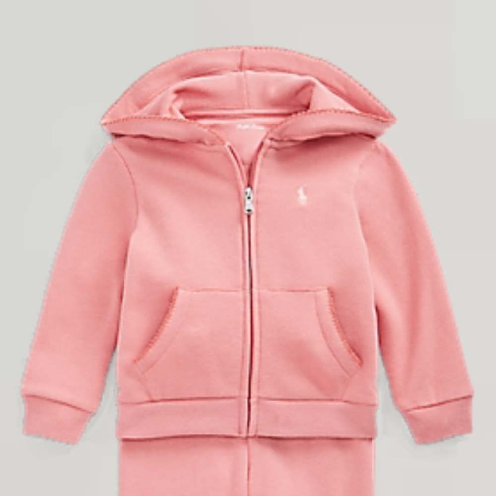 Girls' Lightweight Pink Zip Hoodie with Embroidered Pony